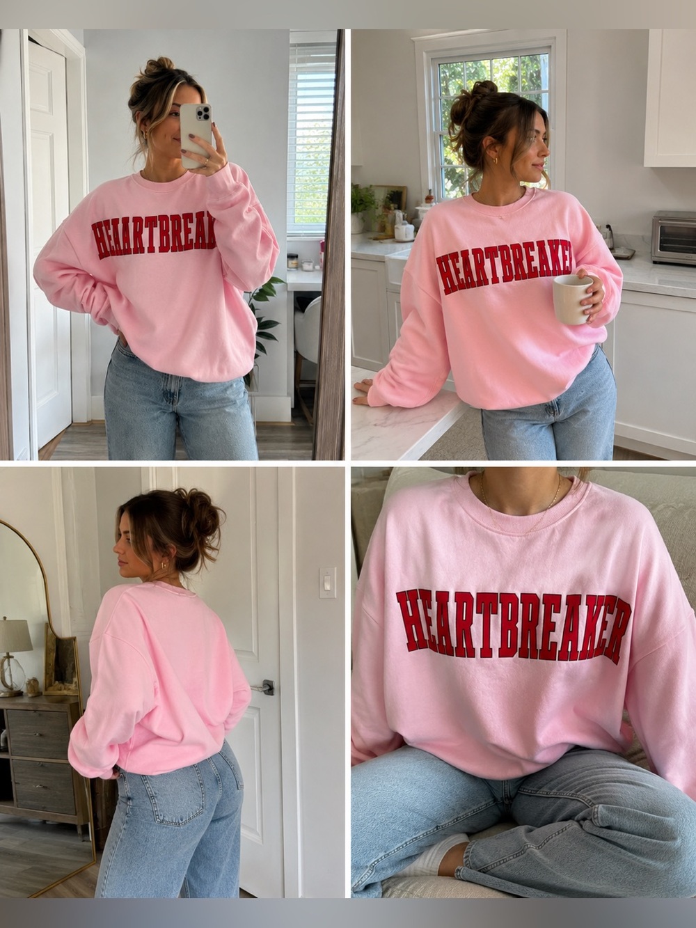 Pink 'Heartbreak' Graphic Crewneck Sweater